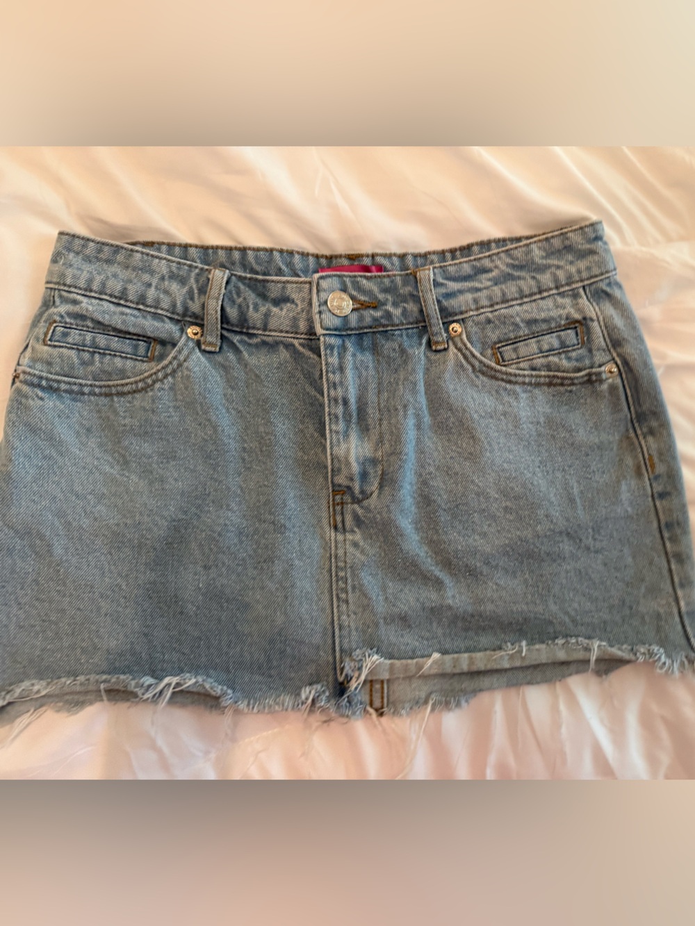 Edikted Light Blue Denim Mini Skirt